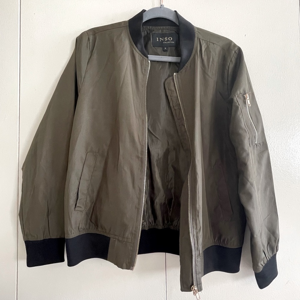 INSO Collection Olive Green Bomber Jacket M
